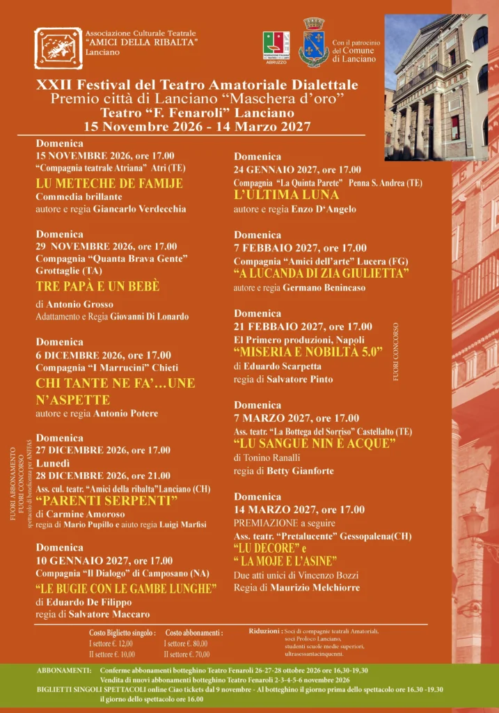 festival teatro amatoriale lanciano maschera d-oro 2026 2027